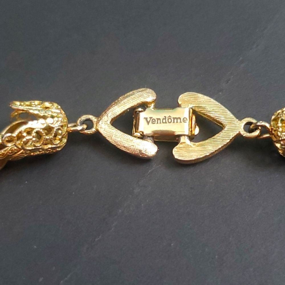 Vendome Vintage Signed Gold Tone Lariat Tassel Heavy Rope Chain Necklace - Picture 4 of 9
